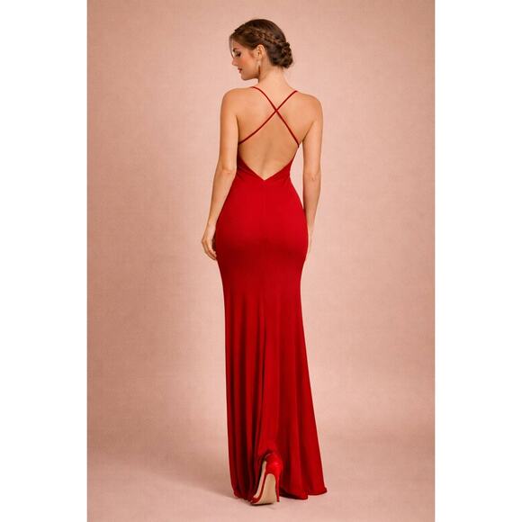 Shakira Formal Maxi Dress Women Medium Black Ruffle Slit Elegant Evening NWT - Picture 4 of 12